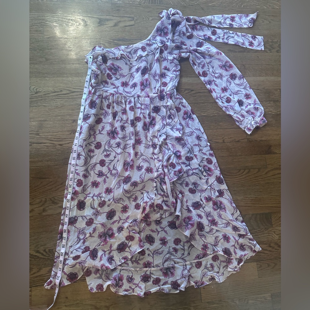 NWT For Love And Lemons Pink Floral One-Shoulder Midi Dress - Picture 11 of 12